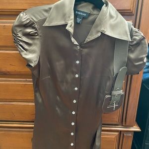 Bebe belted silk blouse